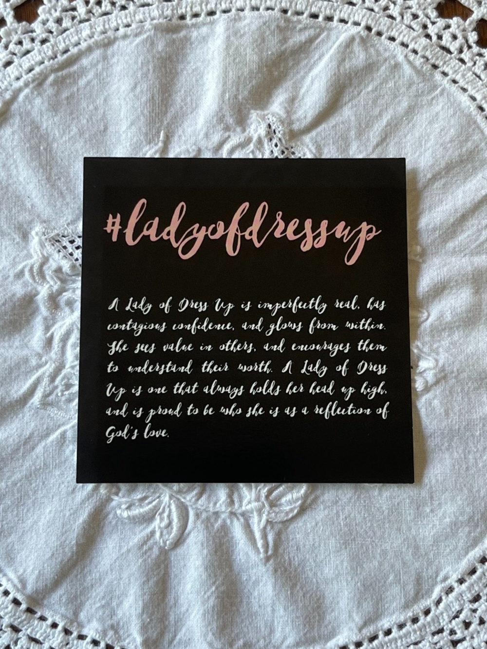 NEW Lady of Dress Up decal sticker black, white & peach